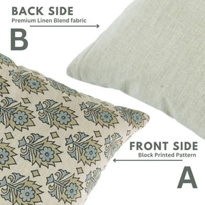 Interior Décor Block Printed Linen Blend Pillow Cover - Kusum