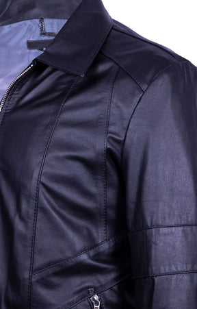 Classic collar leather jacket