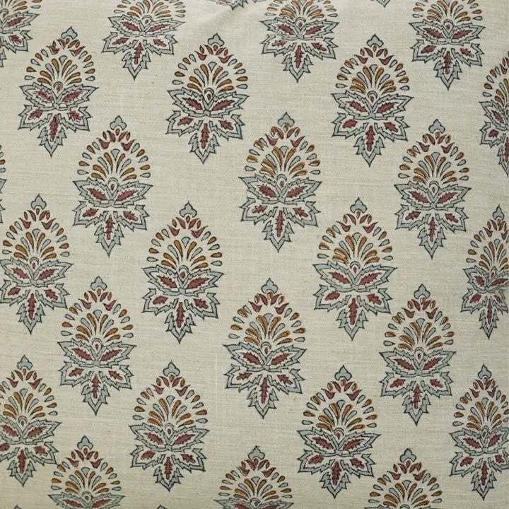 Handcraft Block Print Linen Blend Cushion Cover - Samrat