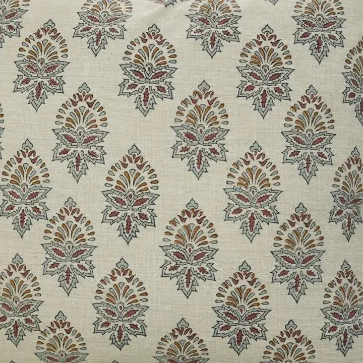 Handcraft Block Print Linen Blend Cushion Cover - Samrat