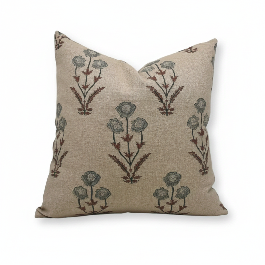 Decorative Block Design Thick Linen Pillow Cover - Amitabh