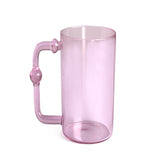 Colored Handblown Drinkware Coffee Tea Mug, Pink- 2.7X3.5"