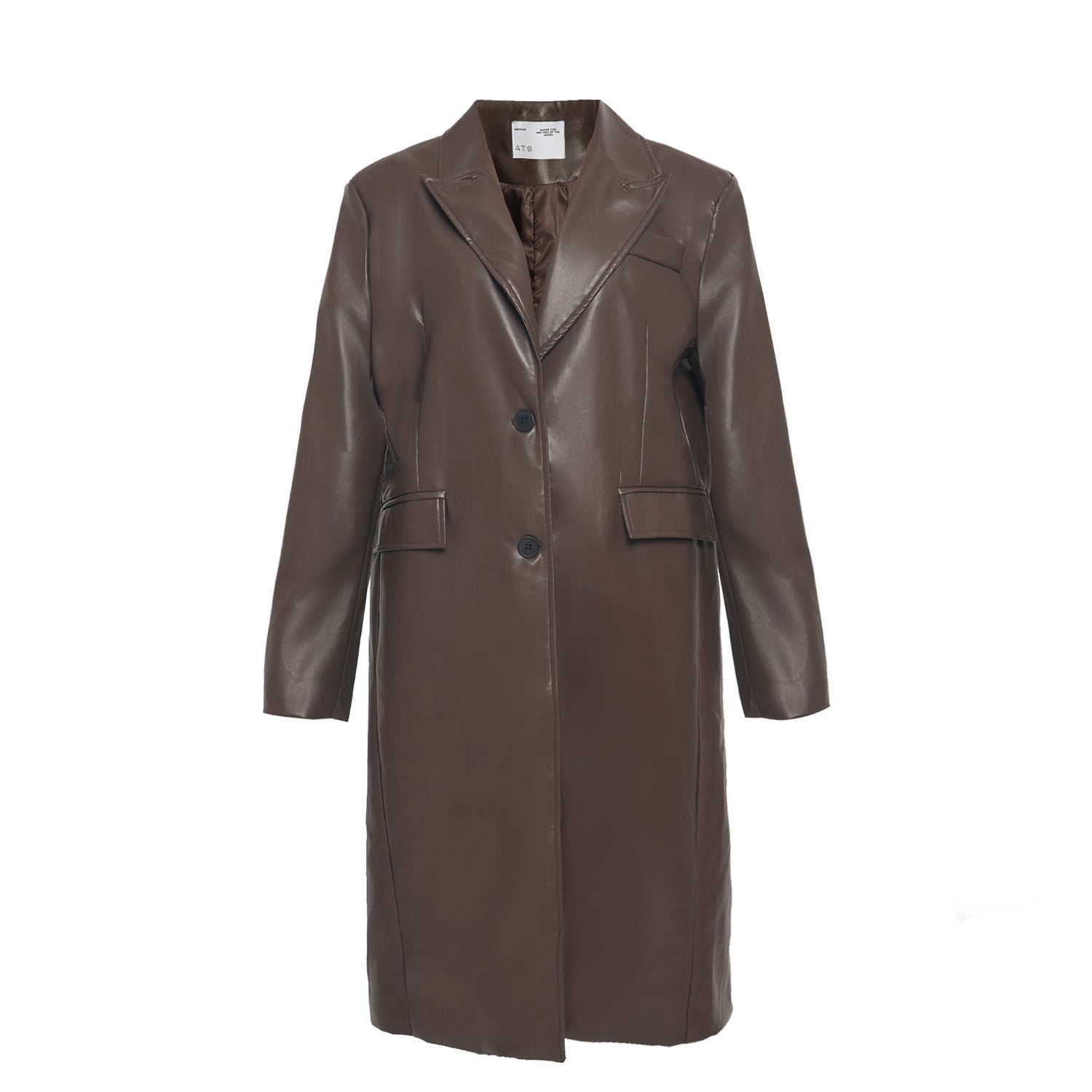 CLASSIC LONG BROWN LEATHER BLAZER