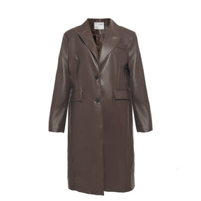 CLASSIC LONG BROWN LEATHER BLAZER