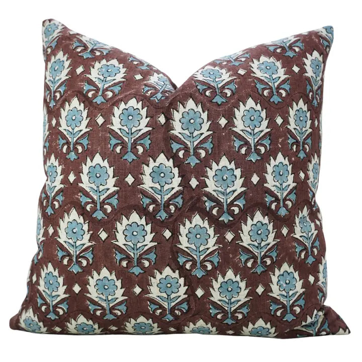 Indian Block Print Design Viscose Linen Pillow Cover - Kusum