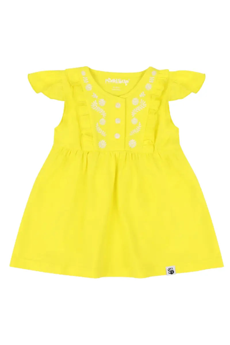 Mixed Up Clothing Vestito Baby Dress Set - Blazing Yellow
