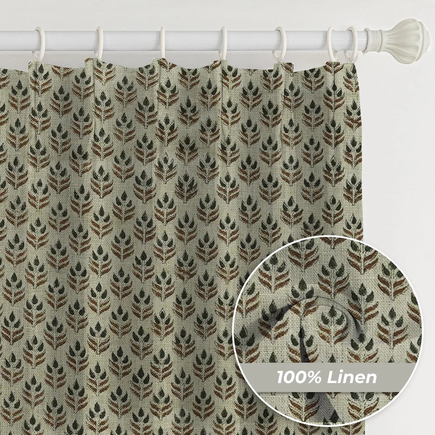 Home Decor Window Thick Linen Pleated Curtain - Alia