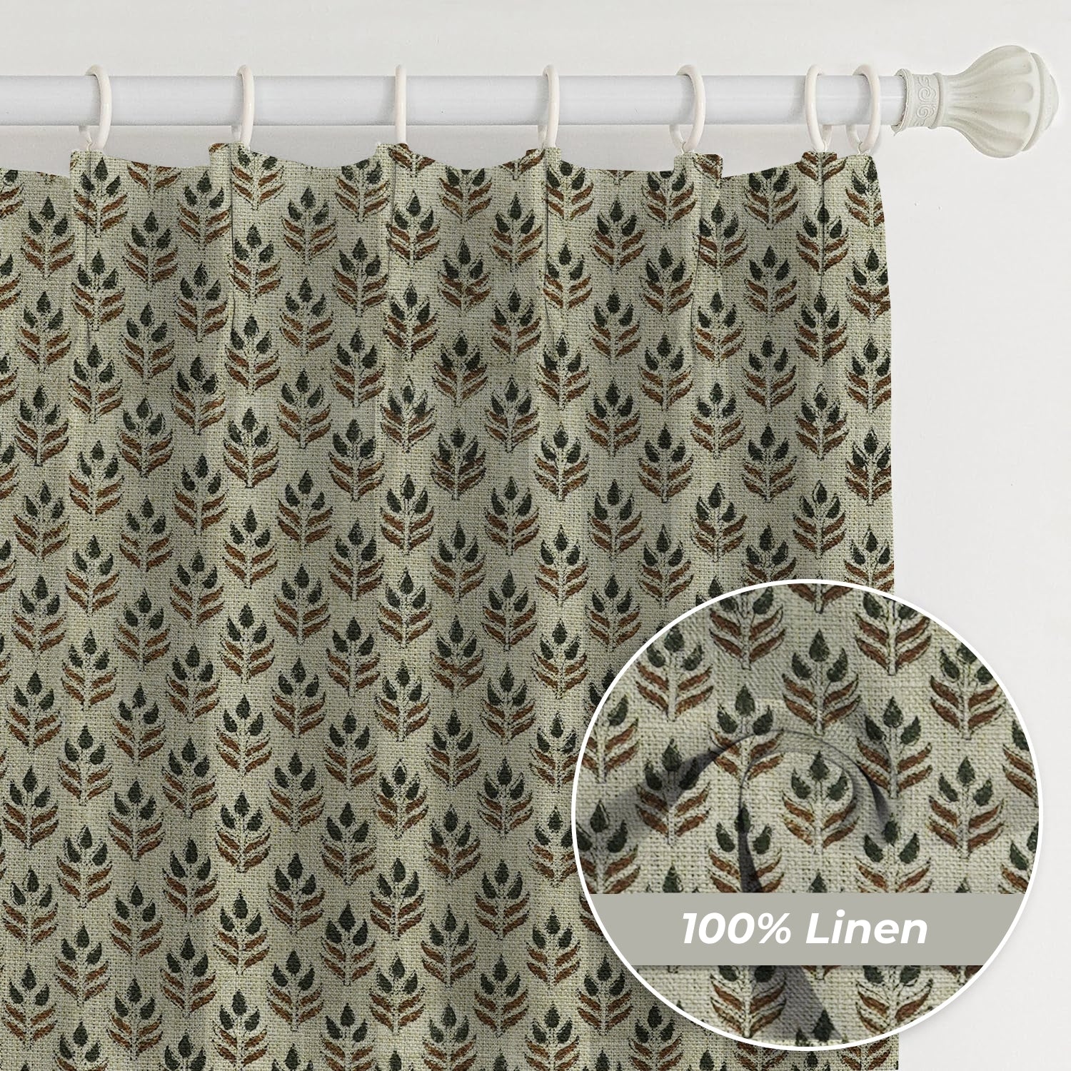Home Decor Window Thick Linen Pleated Curtain - Alia