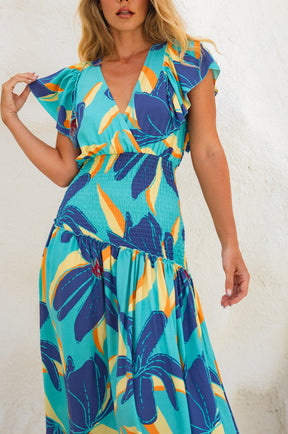 Sunshine Bohemian Midi Dress - Blue Hibiscus