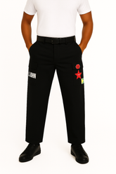 Black Logo Patch Cargo Pants
