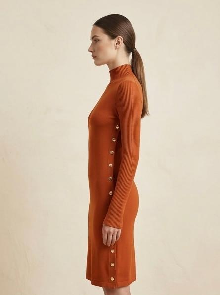 Burnt Ribbed Sweater Dress - Chuks Collins Diffusion Collection - Tasou - The Athletic Side Of Us
