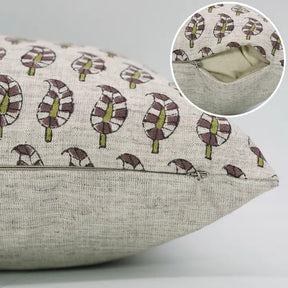 Boho Decor Hand Block Desgin Viscose Linen Cushion Cover - Lil Paisley