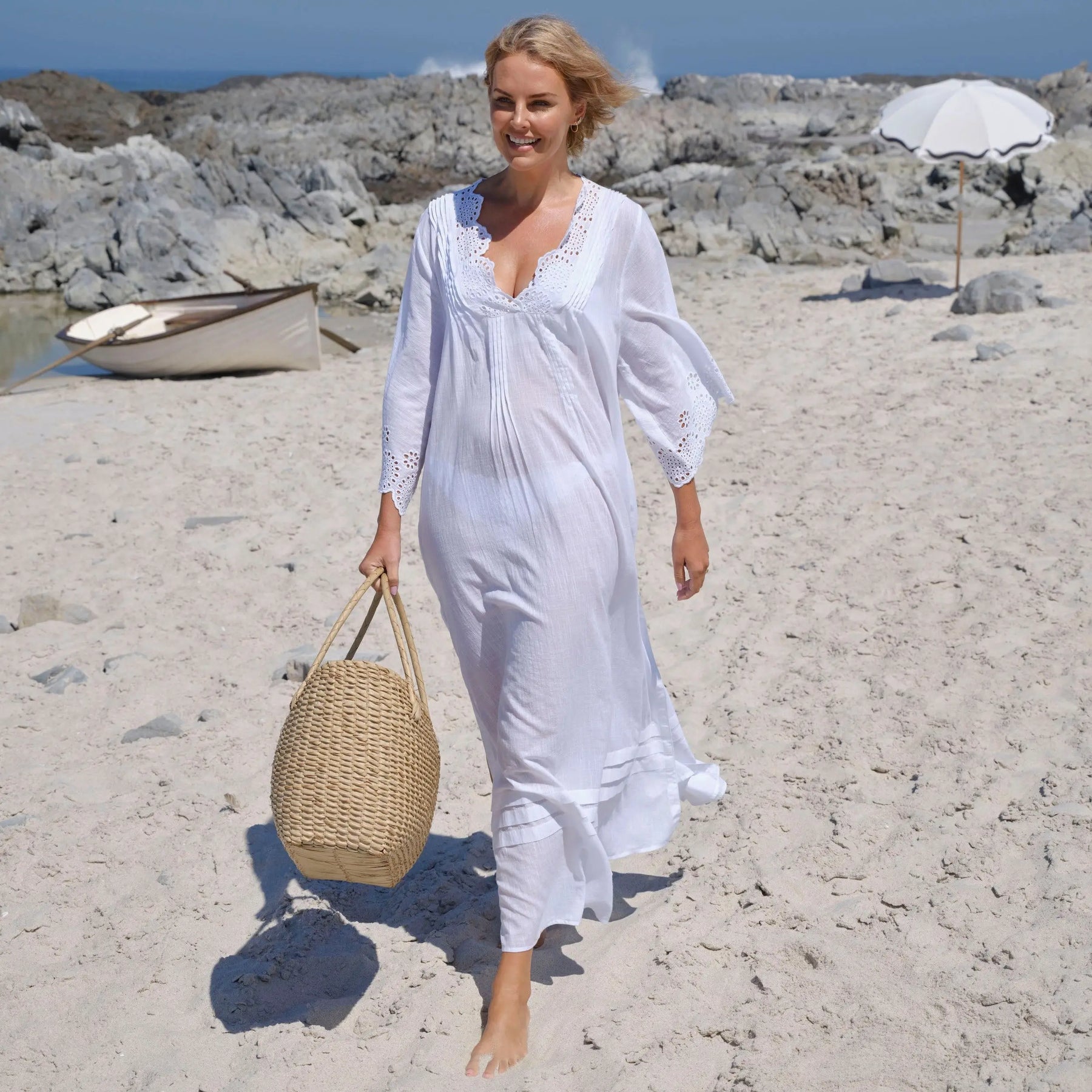 Broderie Maxi Dress White