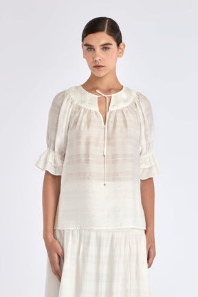 Lauren V-Slit Blouse | Off White