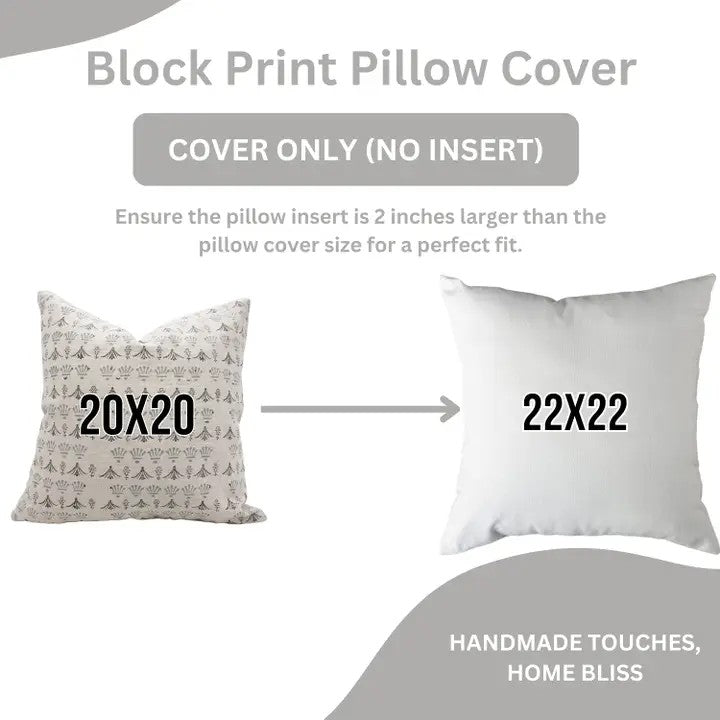 Accent Handmade Block Print Pure Linen Pillow Cover  - Hastkala