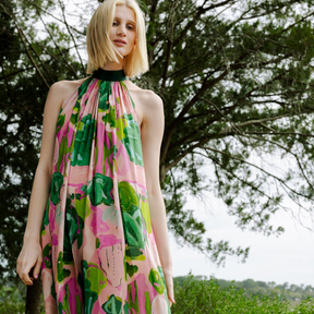 Pink Seashells Gathered Maxi Dress