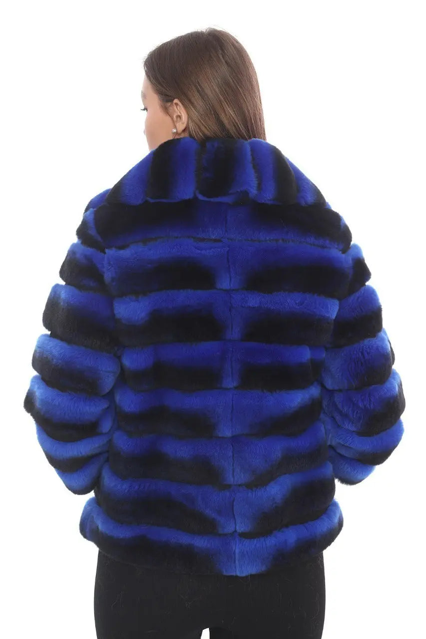 Luxury Blue Fluffy Chanchila Fur Coat – Exquisite Elegance &amp; Unmatched Comfort