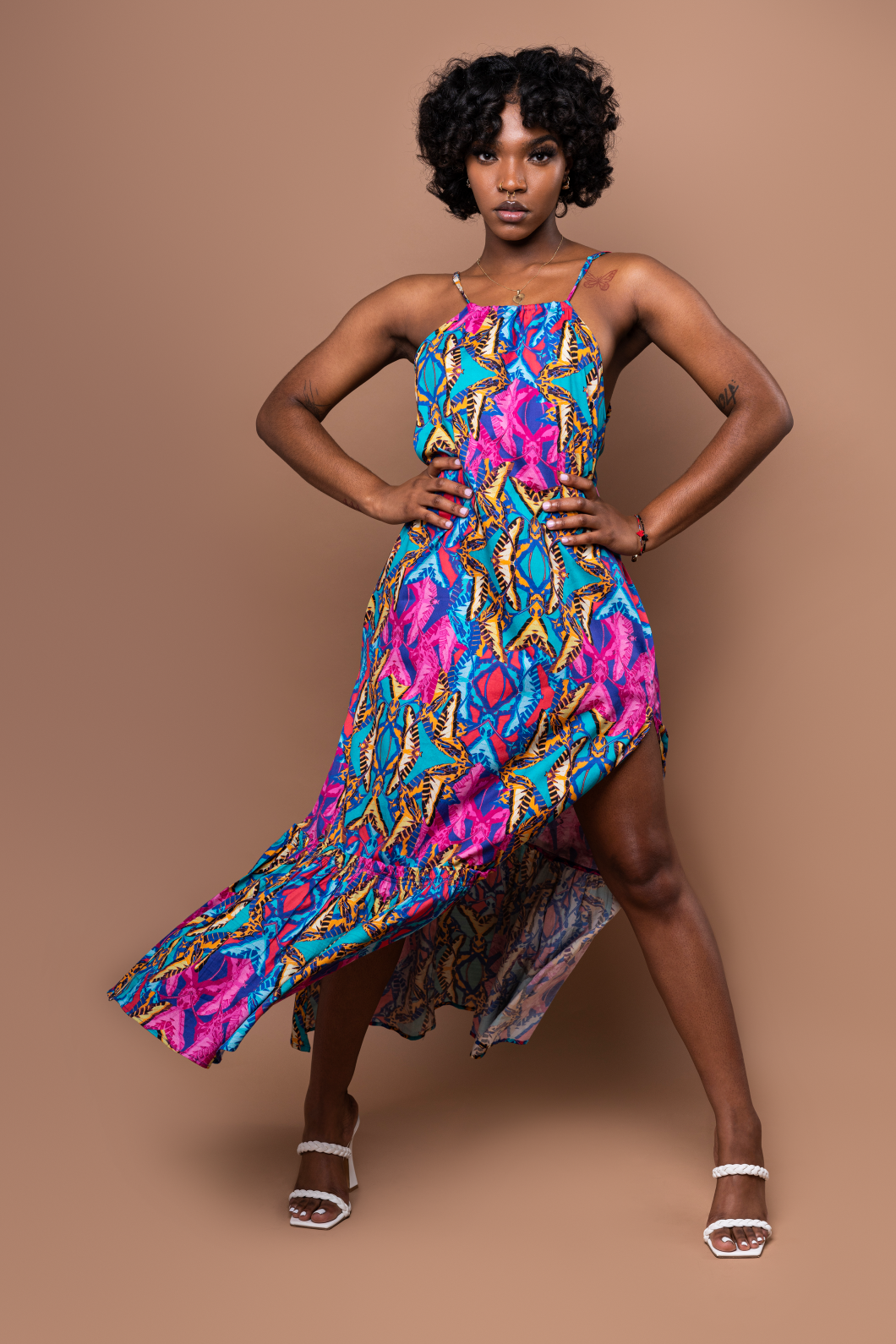 Coreen Cotton Strappy Maxi Dress - Teal Orchid