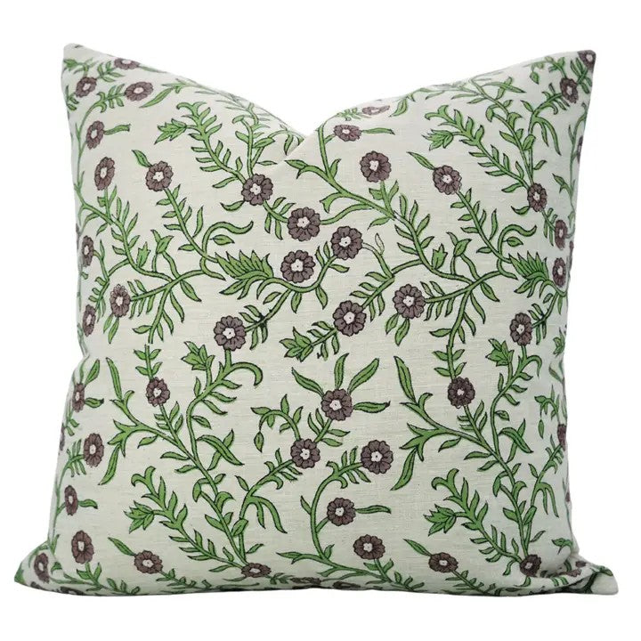 Decorative Block Printed Linen Blend Pillow Cover -  Shehjan