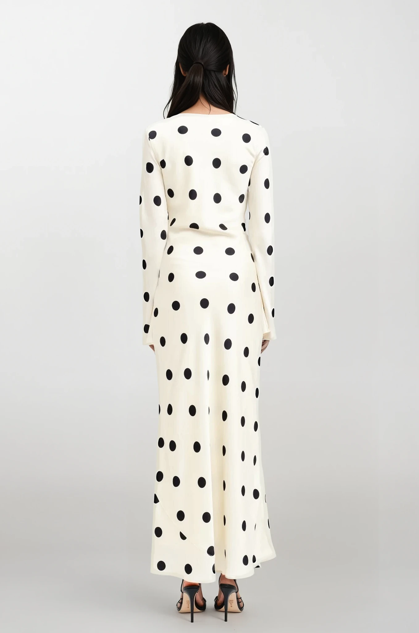 fitted lace wedding dress Clara Polka-Dot Long Sleeve Gown