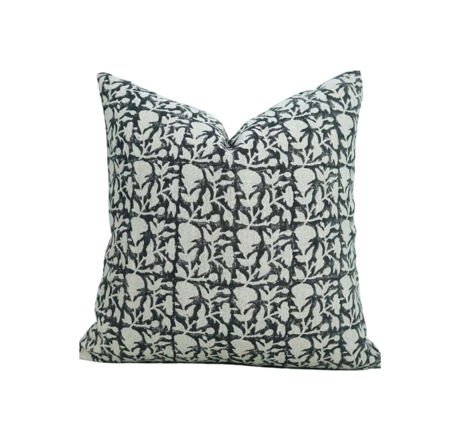 Artisan Hand Block Printed DesignThick Linen Pillow Cover- Midnight