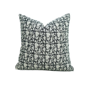 Artisan Hand Block Printed DesignThick Linen Pillow Cover- Midnight