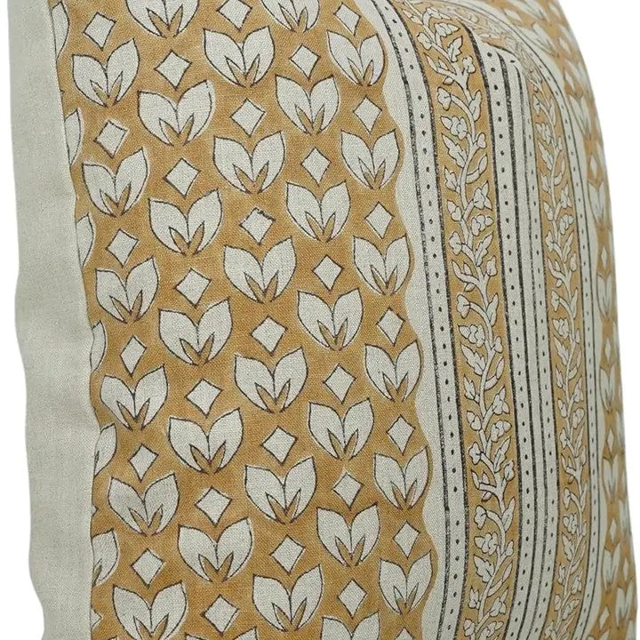 Handmade Bohemian Pure Linen Pillow Cover-titli Border