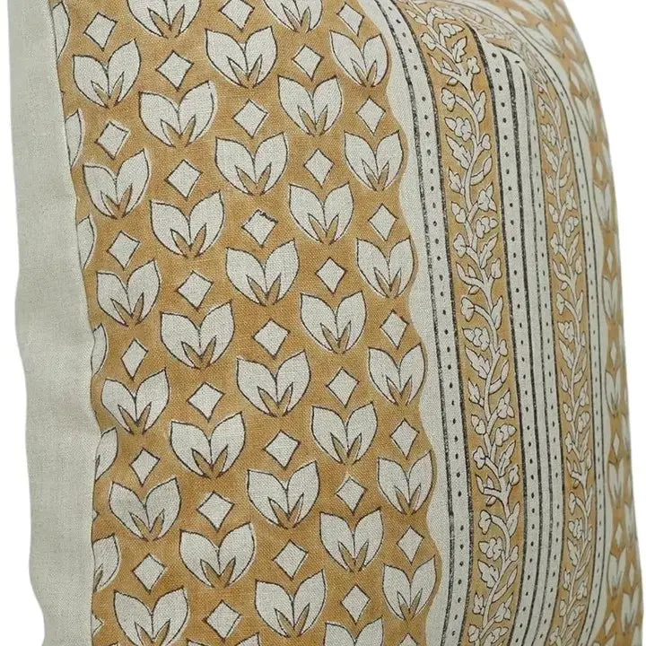 Handmade Bohemian Pure Linen Pillow Cover-titli Border
