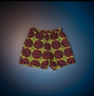 Yellow and Sangria Waves Shorts