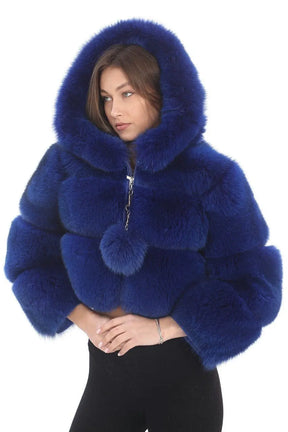 Electric Blue Fox Fur Jacket - Luxe Edition