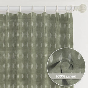Classic Indian Printed Thick Linen Pleated Curtain - Omji