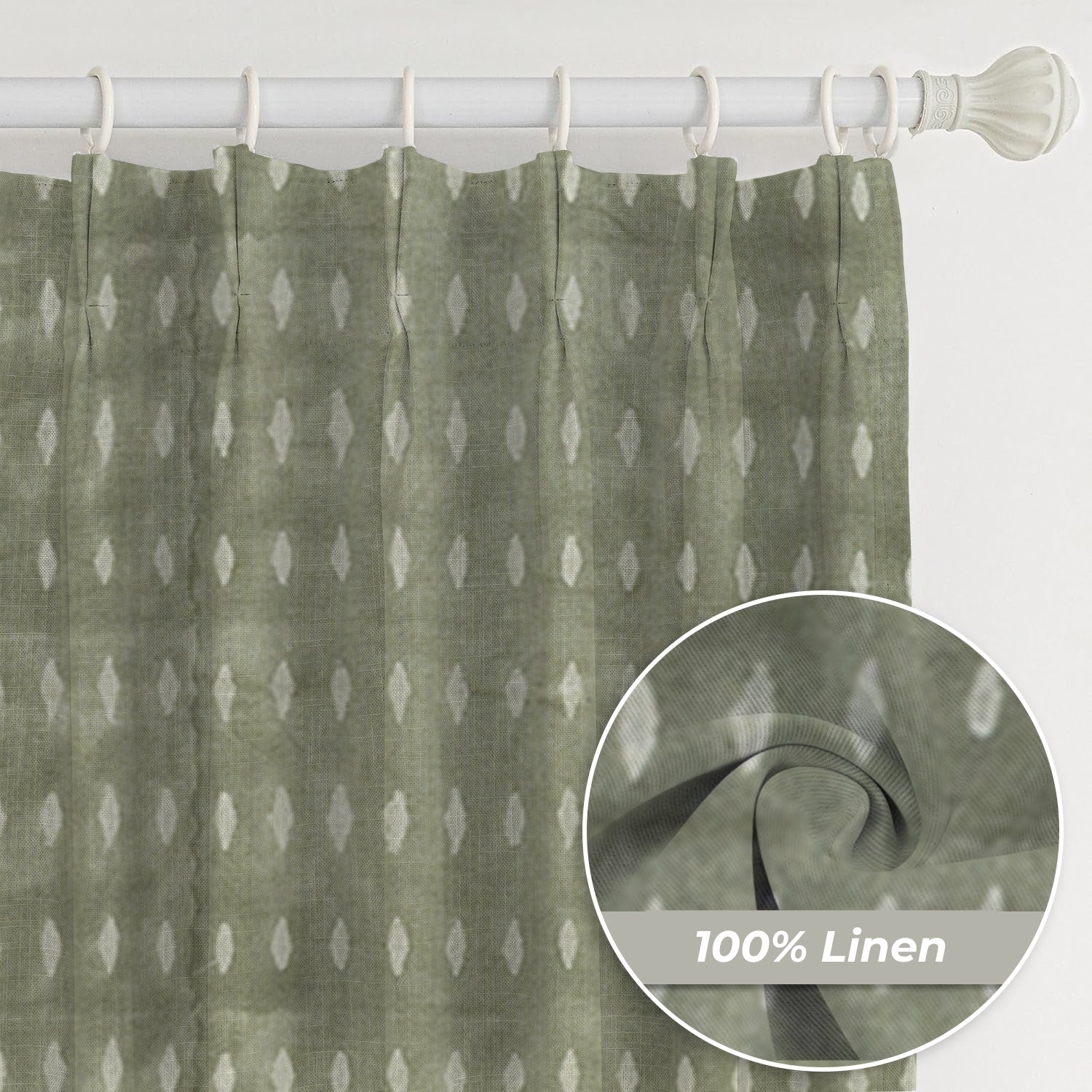 Classic Indian Printed Thick Linen Pleated Curtain - Omji