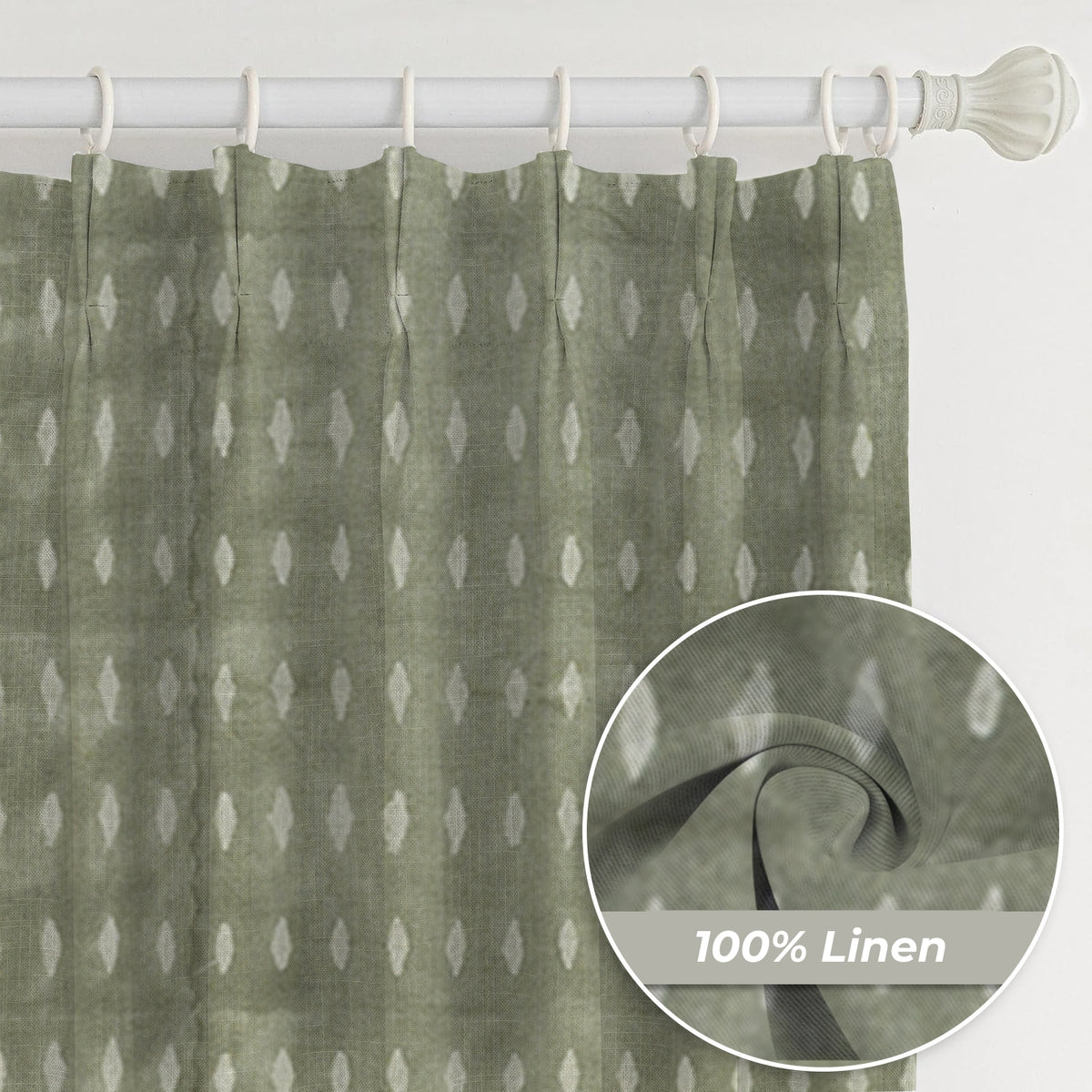 Classic Indian Printed Thick Linen Pleated Curtain - Omji