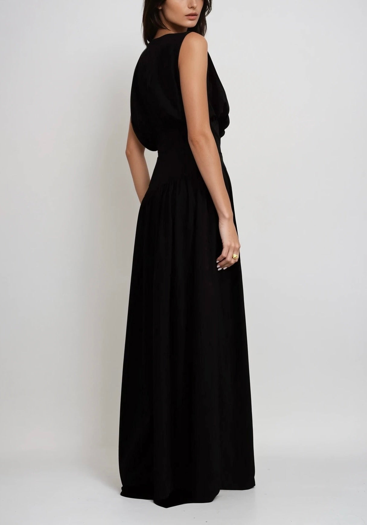 Élodie Drape Waist Crepe Gown