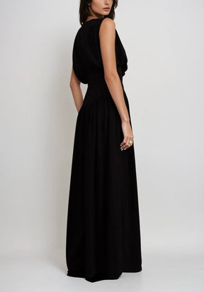 Élodie Drape Waist Crepe Gown