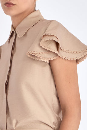 Clark Ruffle Sleeve Blouse | Nude