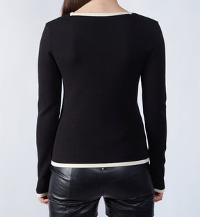 Grommet Knit Long Sleeve