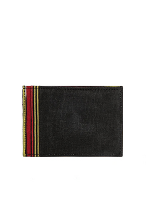 Black Leather Canvas Cardholder