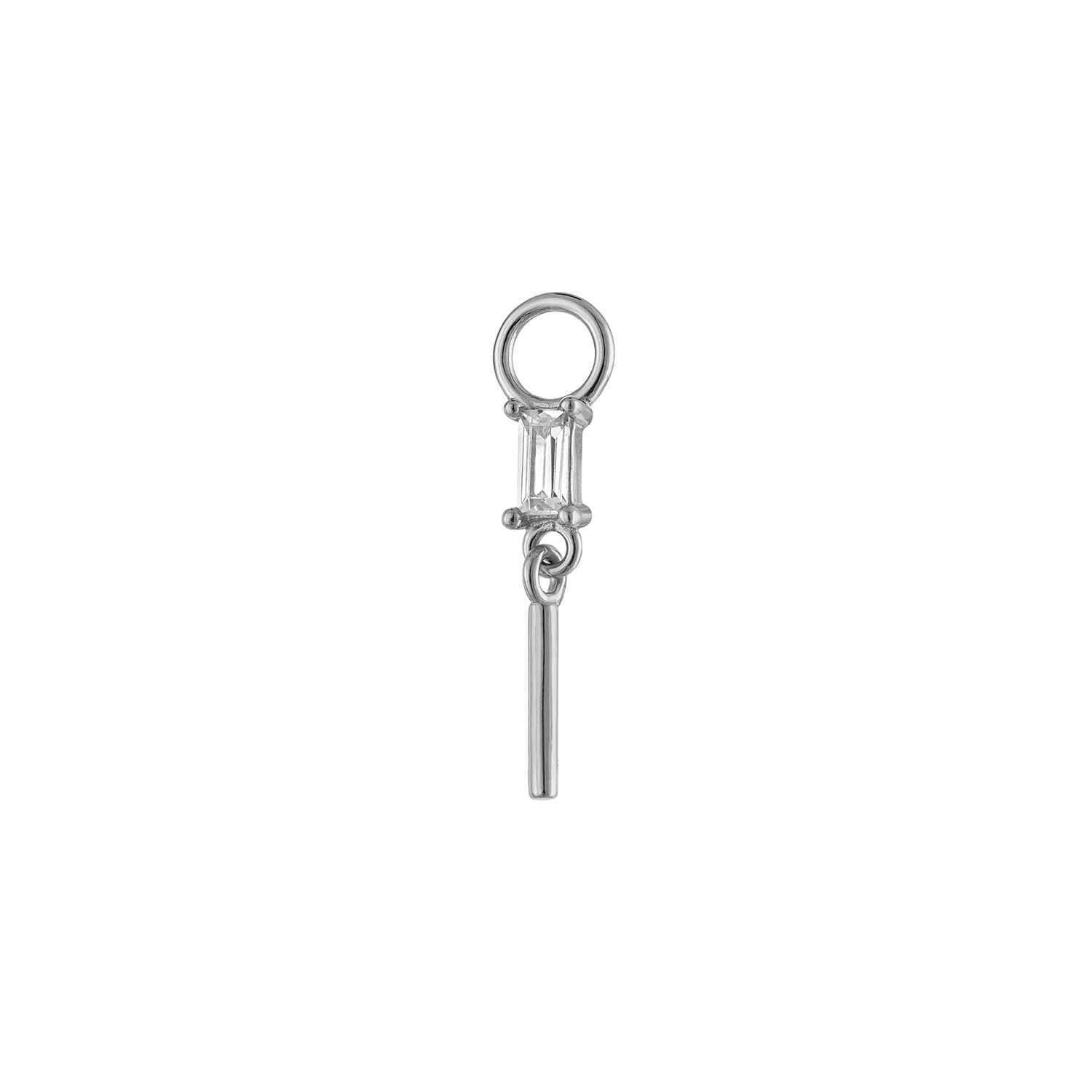 Baguette Pavé Long Charm Silver Earring Accessory