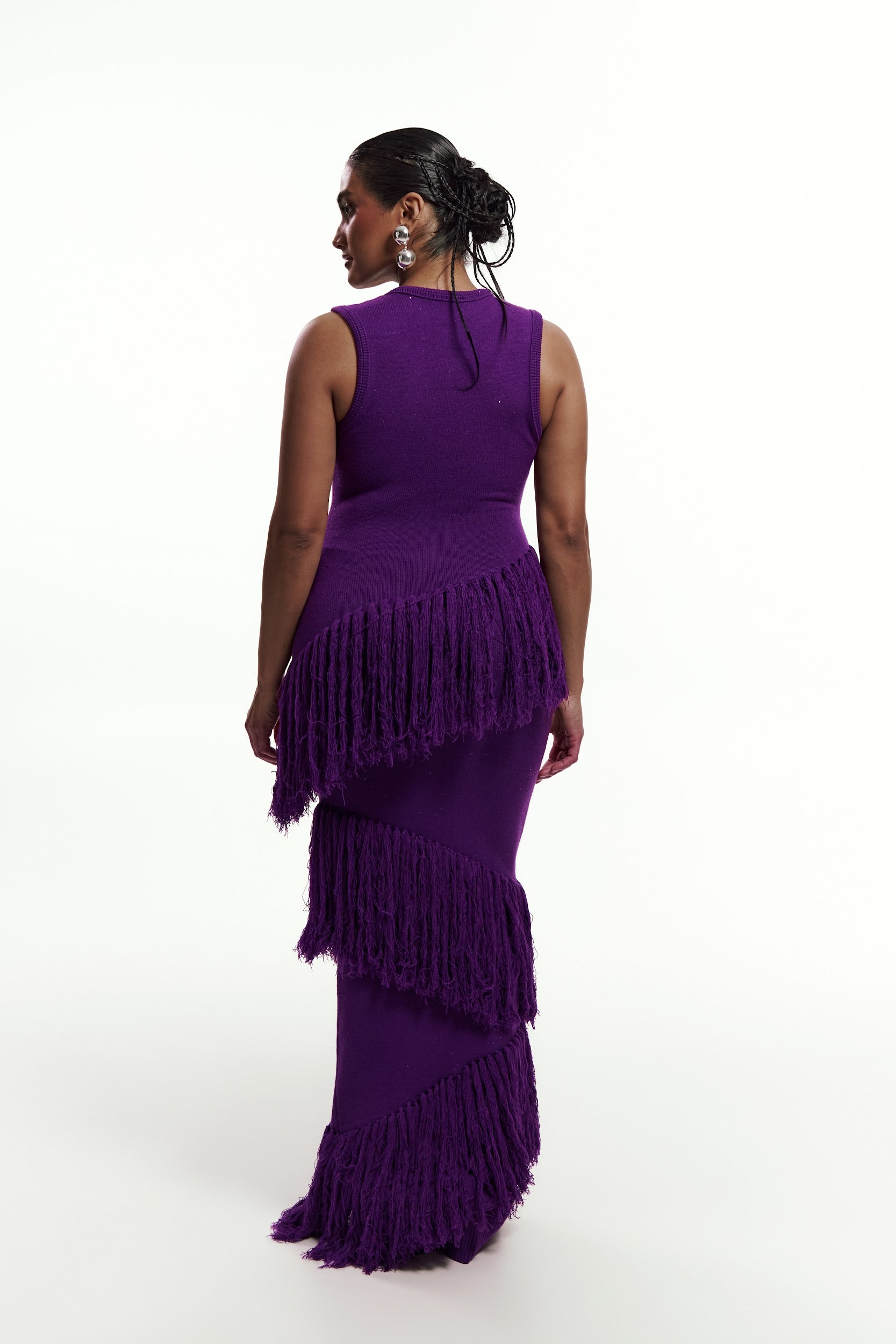UYAI Sequin Fringe Maxi Dress in PURPLE