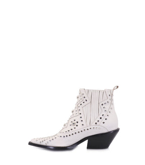 AITE Chic Off-White Texan Boots with Studs