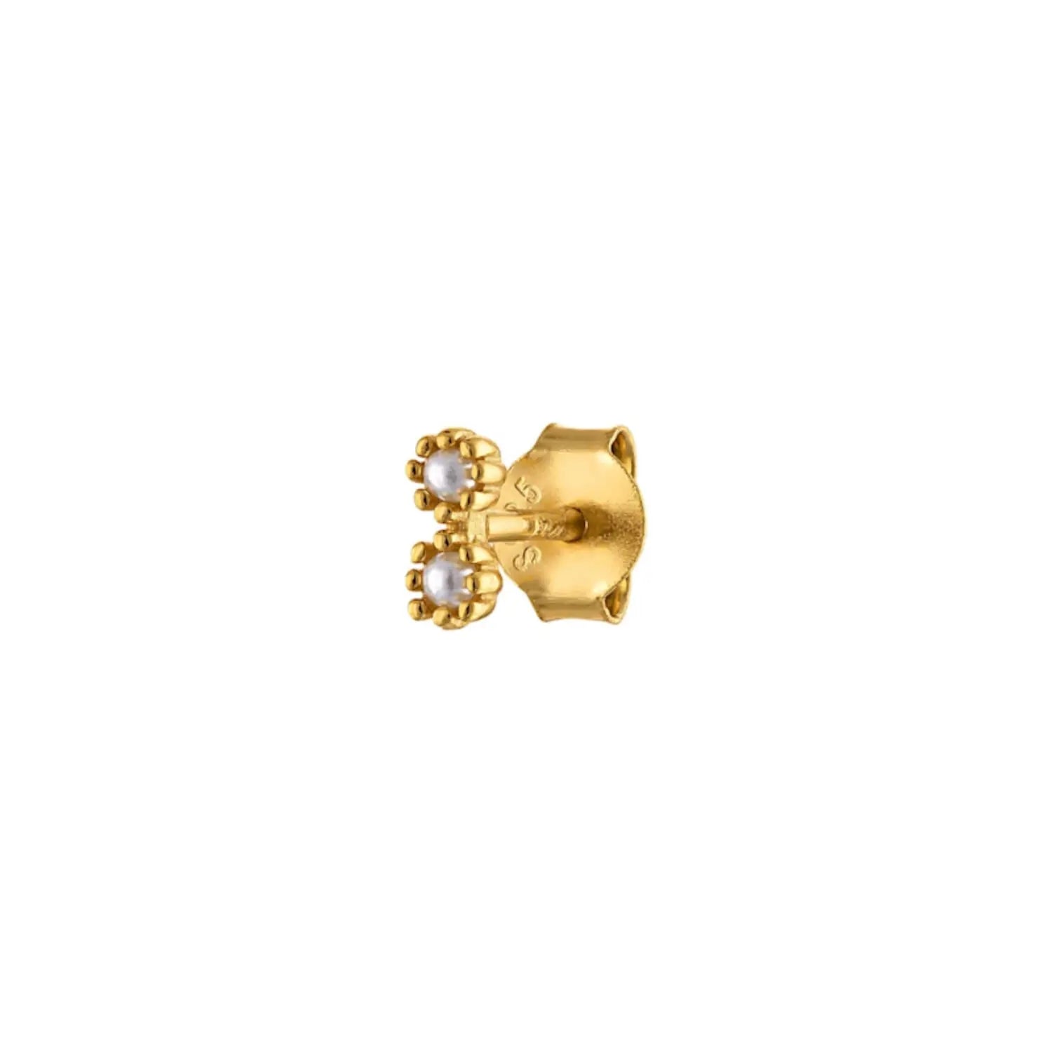 Gold Pearl Pavé Trio Stud Earring Set