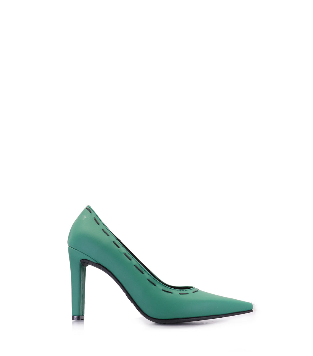 Eco-Friendly Green Pumps with Chic Stitching Fran