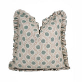 Handcrafted Block Print Linen Blend Frill Throw Pillow Cover - Raajbhog
