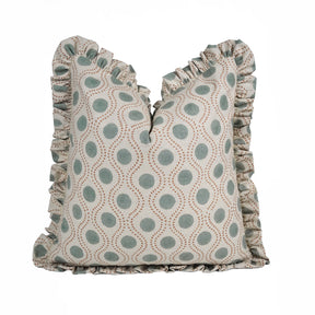 Handcrafted Block Print Linen Blend Frill Throw Pillow Cover - Raajbhog