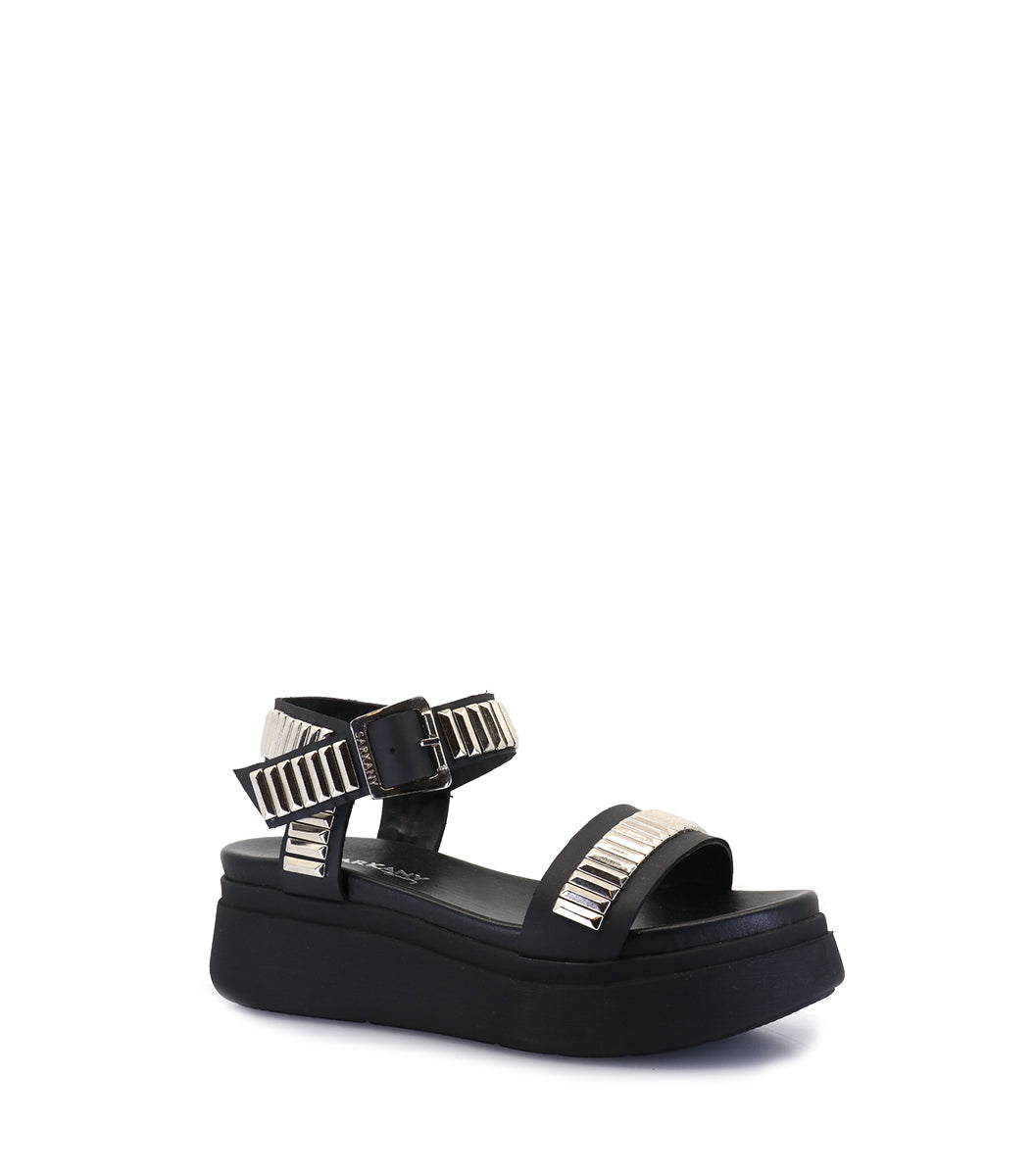 Stylish Black Platform Sandals with Studs Roya