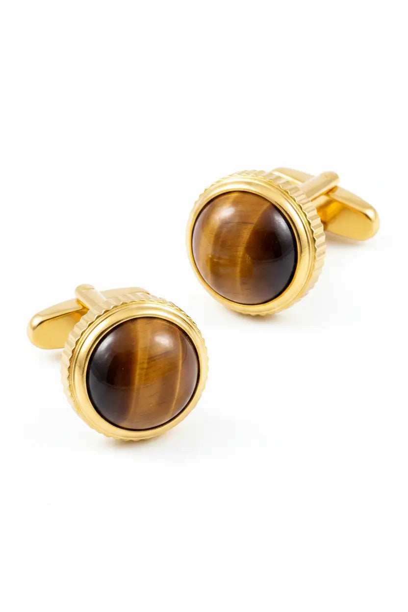 DEJI ENIOLA Atlas Tiger Eye Cufflinks