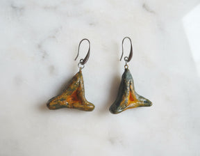 Wii Sculptural Earrings - Matte Steel (triangular/boat Geometry)