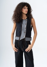 Asymmetric Denim Vest