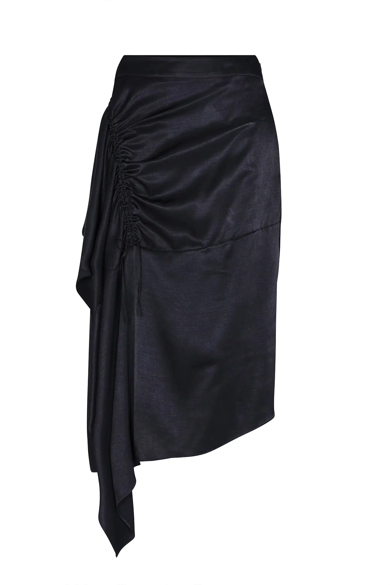 Olenka Asymmetric Ruched Skirt | Black